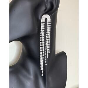 NEW Earrings Clear Crystal Arched Chandelier Dangle Drop N16